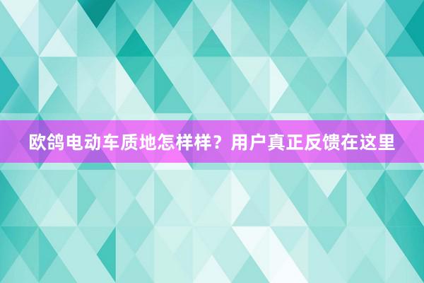 欧鸽电动车质地怎样样？用户真正反馈在这里